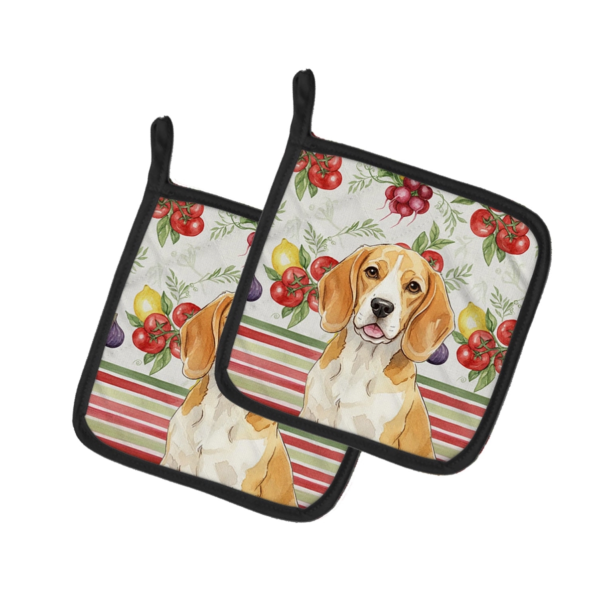 Picture of Carolines Treasures WDK8100PTHD Unisex Adult Lemon & White Beagle Vegetables Pot Holders - 7.5 x 7.5 in. - Set of 2