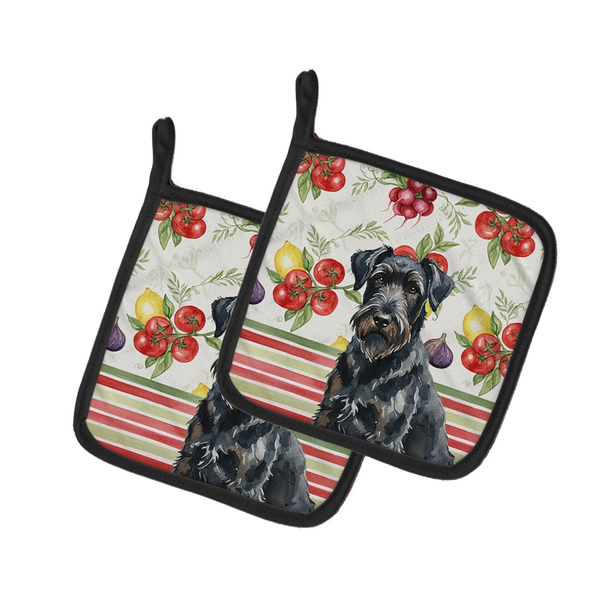 Picture of Carolines Treasures WDK8116PTHD Unisex Adult Black Russian Terrier Vegetables Pot Holders - 7.5 x 7.5 in. - Set of 2