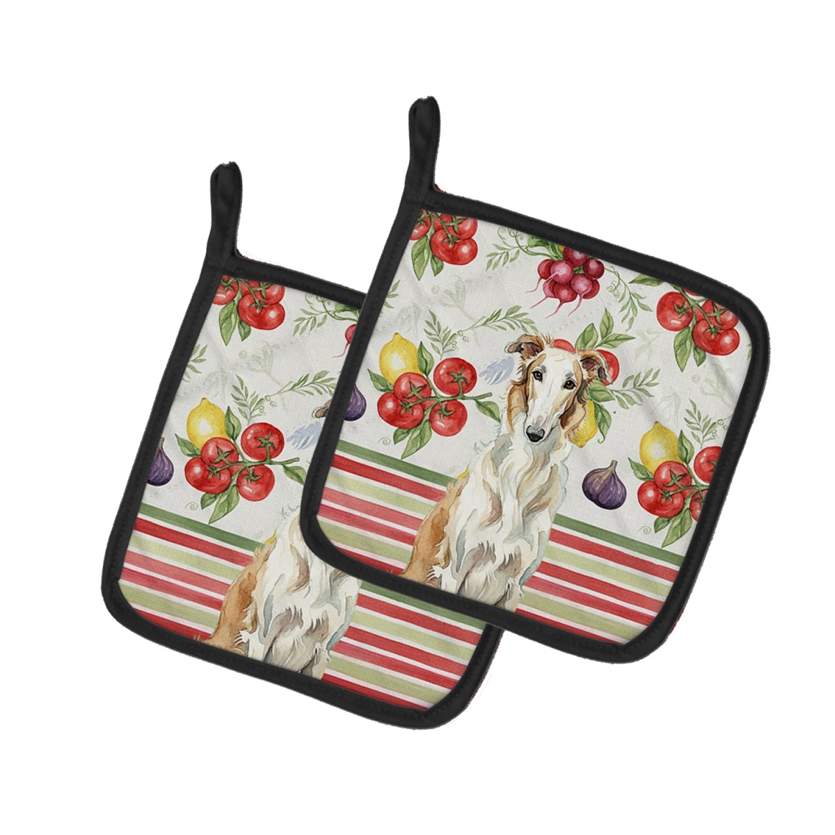 Picture of Carolines Treasures WDK8130PTHD Unisex Adult Borzoi Vegetables Pot Holders - 7.5 x 7.5 in. - Set of 2