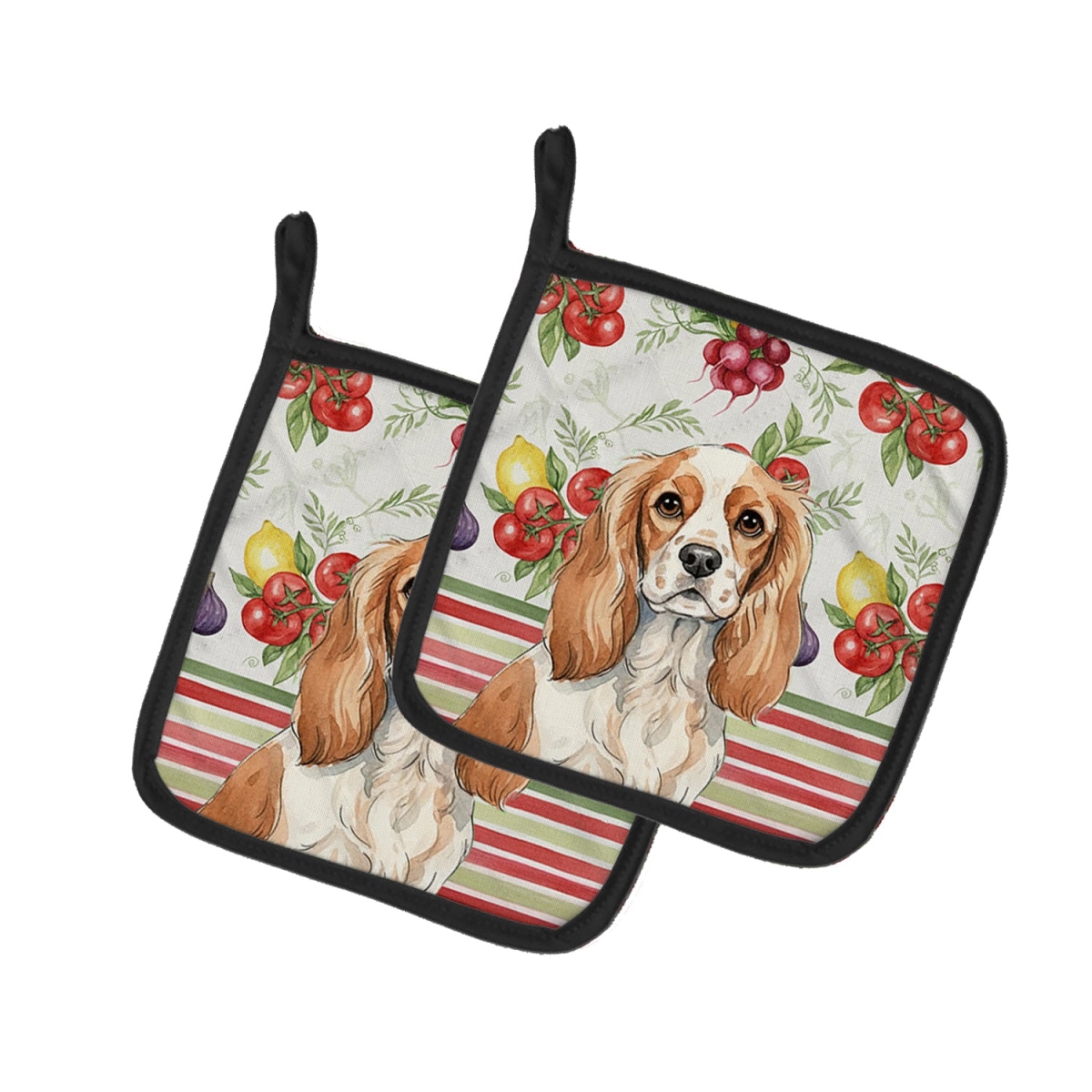 Picture of Carolines Treasures WDK8163PTHD Unisex Adult Blenheim Cavalier Spaniel Vegetables Pot Holders - 7.5 x 7.5 in. - Set of 2