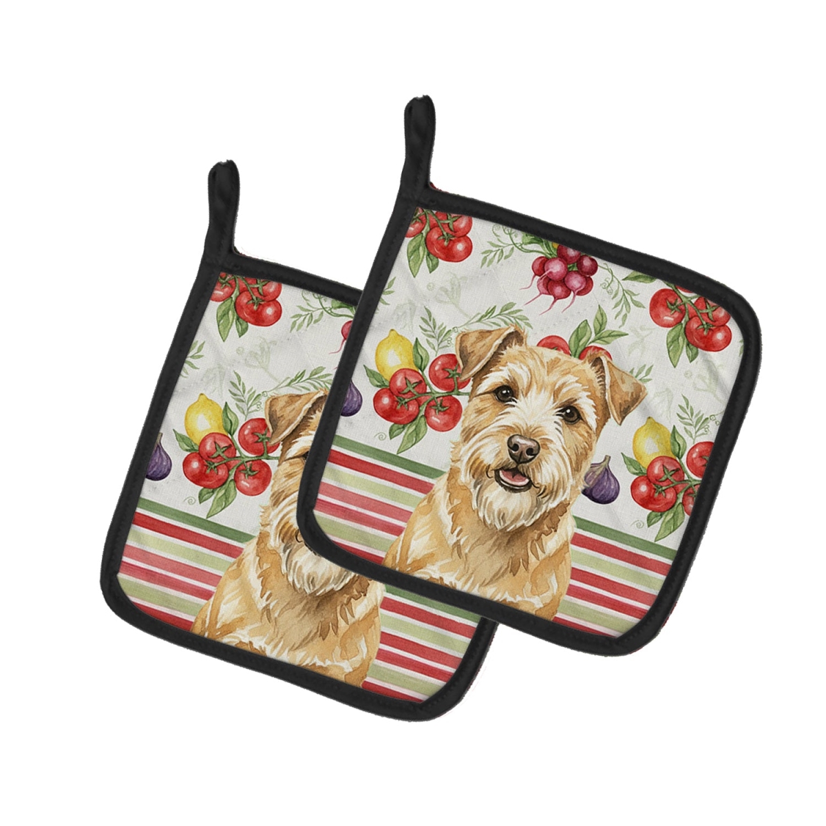 Picture of Carolines Treasures WDK8331PTHD Unisex Adult Wheaten Norfolk Terrier Vegetables Pot Holders - 7.5 x 7.5 in. - Set of 2