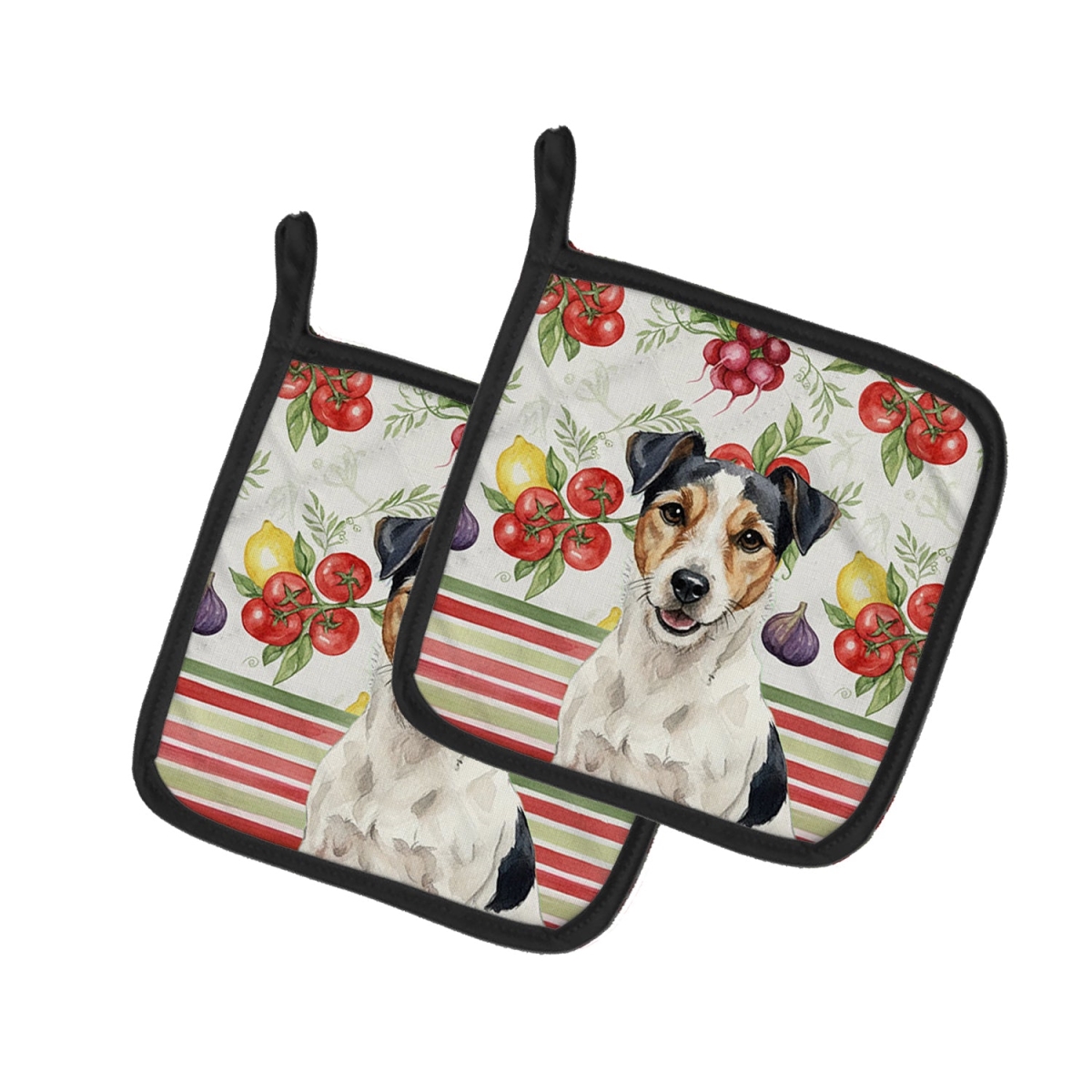 Picture of Carolines Treasures WDK8346PTHD Unisex Adult Parson Russell Terrier Vegetables Pot Holders - 7.5 x 7.5 in. - Set of 2