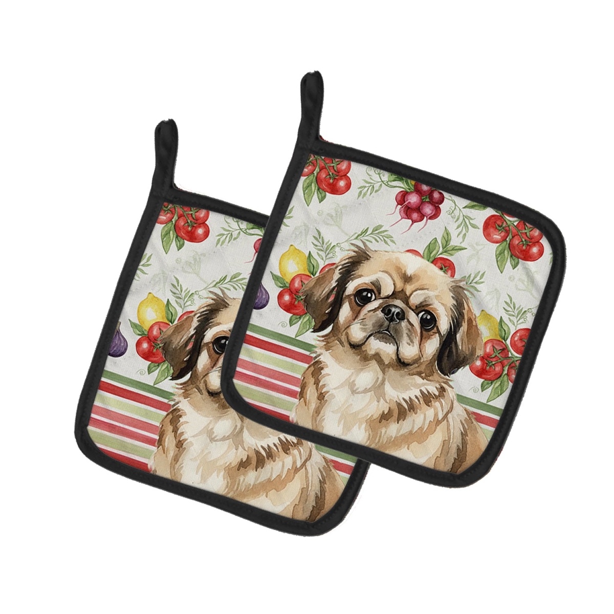 Picture of Carolines Treasures WDK8352PTHD Unisex Adult Sable Pekingese Vegetables Pot Holders - 7.5 x 7.5 in. - Set of 2