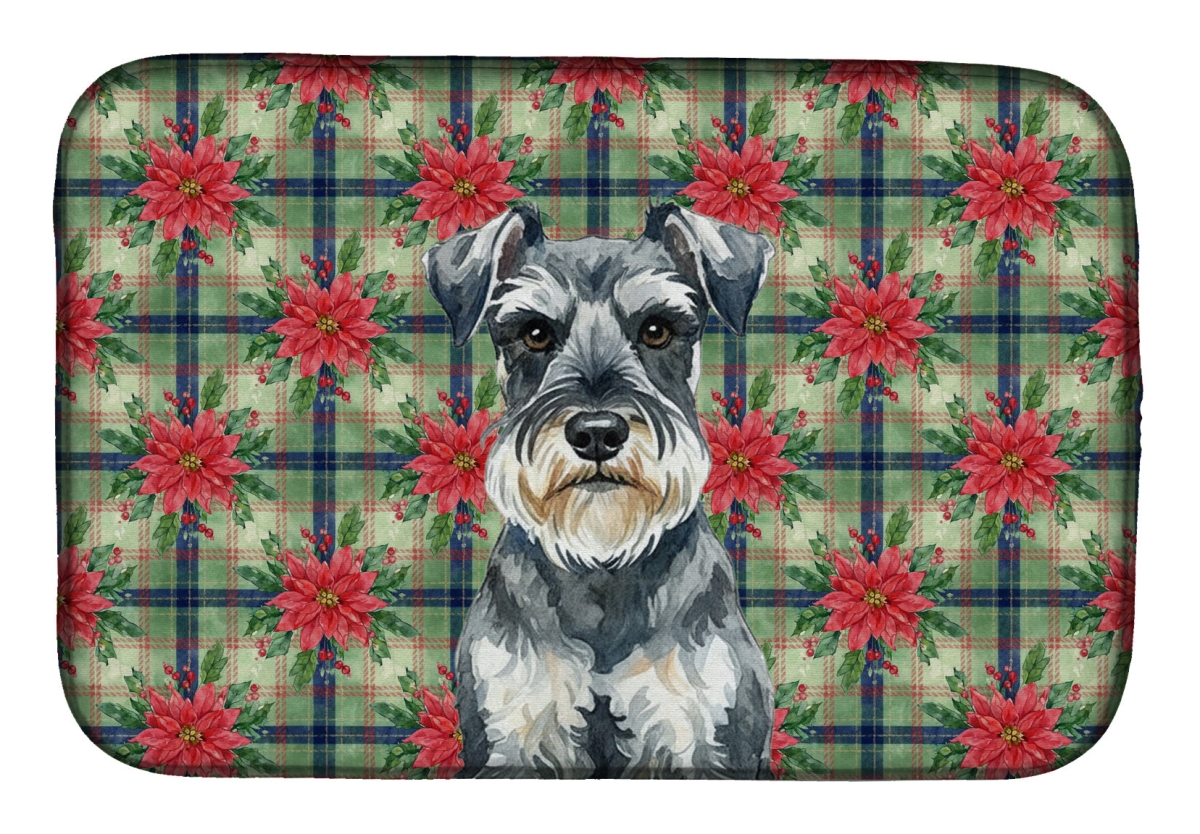 Picture of Carolines Treasures WDK8801DDM Unisex Adult Schnauzer Christmas Poinsettias Dish Drying Mat - 21 x 14 in.
