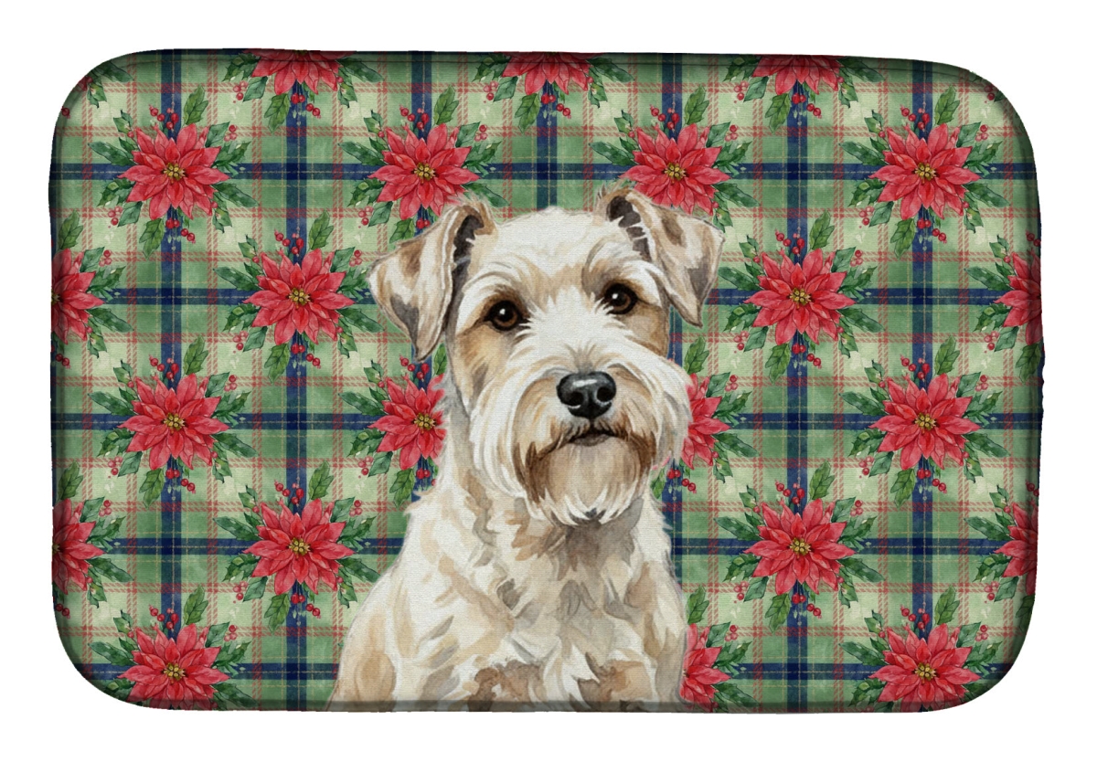 Picture of Carolines Treasures WDK8806DDM Unisex Adult Sealyham Terrier Christmas Poinsettias Dish Drying Mat - 21 x 14 in.