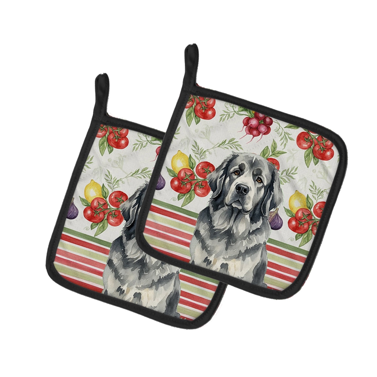 Picture of Carolines Treasures WDK8326PTHD Unisex Adult Gray Foundland Vegetables Pot Holders - 7.5 x 7.5 in. - Set of 2