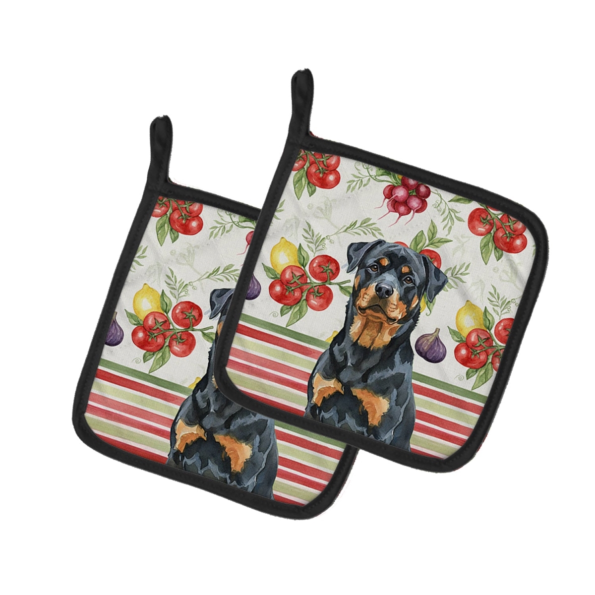 Picture of Carolines Treasures WDK8387PTHD Unisex Adult Rottweiler Vegetables Pot Holders - 7.5 x 7.5 in. - Set of 2