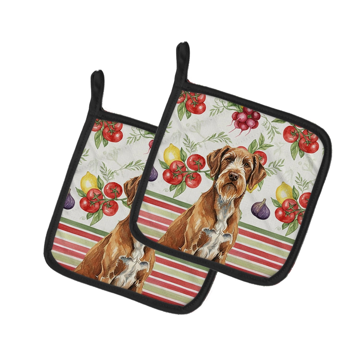 Picture of Carolines Treasures WDK8458PTHD Unisex Adult Wirehaired Pointing Griffon Vegetables Pot Holders - 7.5 x 7.5 in. - Set of 2