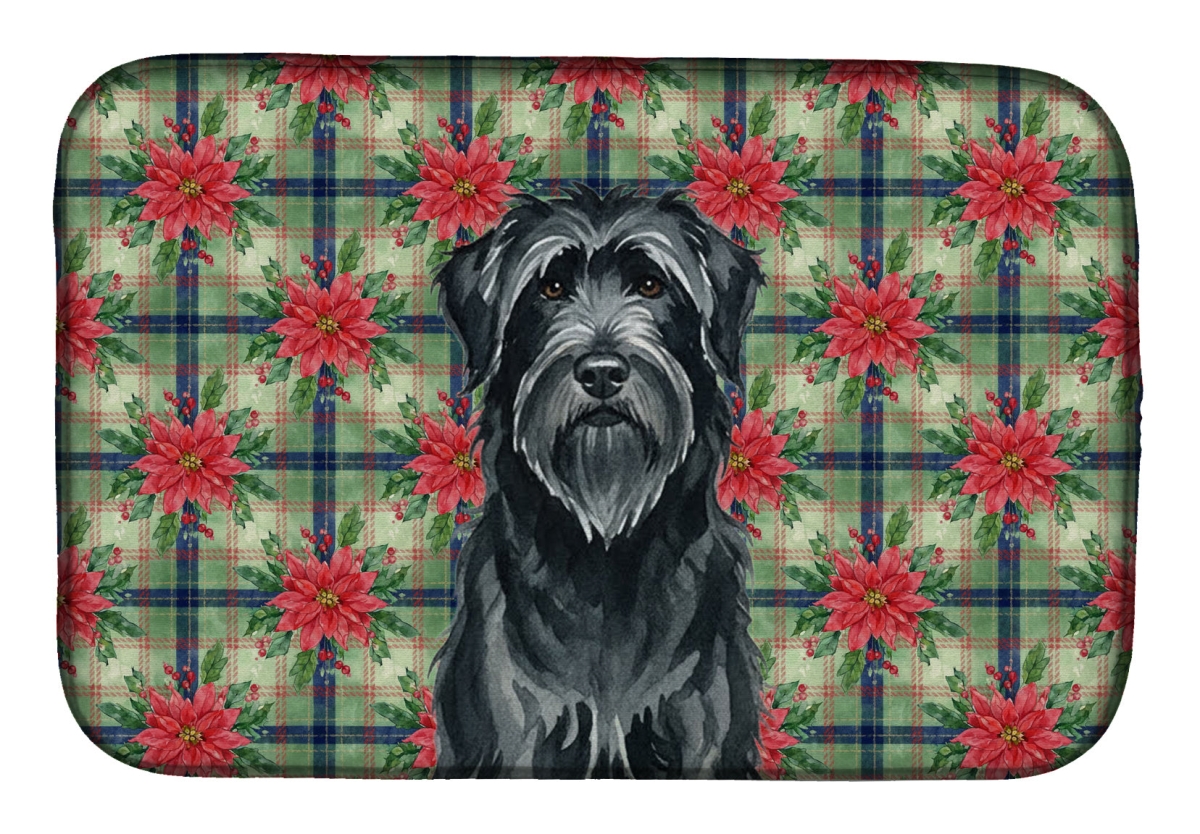 Picture of Carolines Treasures WDK8540DDM Unisex Adult Black Briard Christmas Poinsettias Dish Drying Mat - 21 x 14 in.