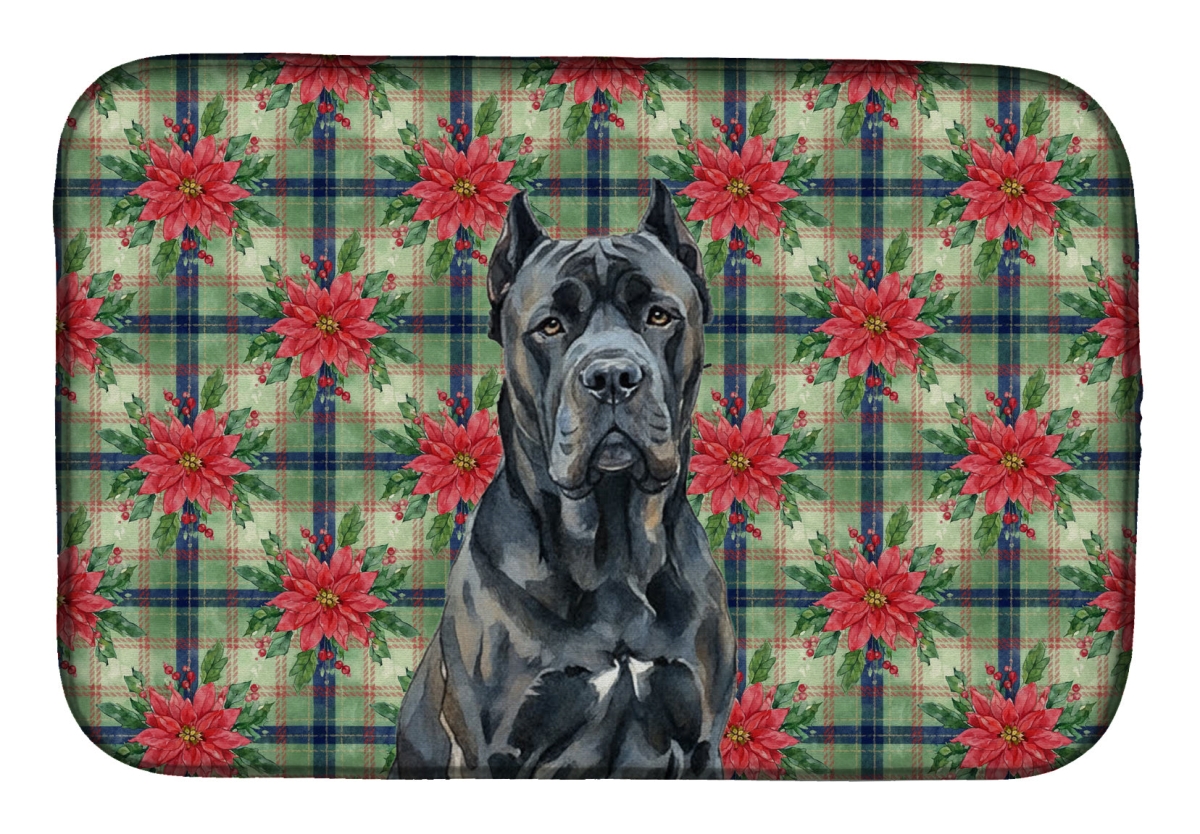 Picture of Carolines Treasures WDK8557DDM Unisex Adult Cane Corso Christmas Poinsettias Dish Drying Mat - 21 x 14 in.