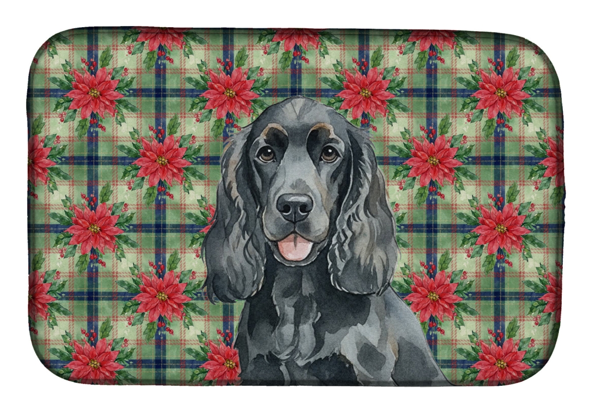 Picture of Carolines Treasures WDK8581DDM Unisex Adult Black Cocker Spaniel Christmas Poinsettias Dish Drying Mat - 21 x 14 in.