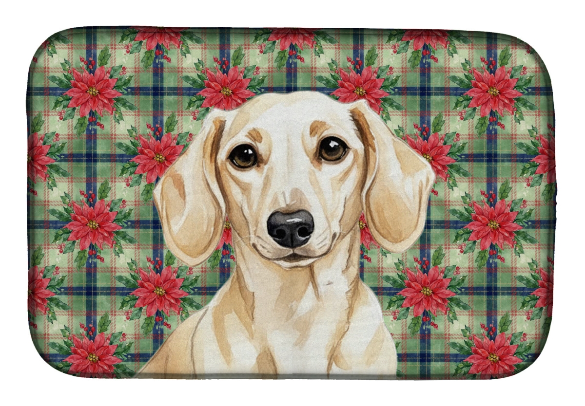 Picture of Carolines Treasures WDK8593DDM Unisex Adult Cream Dachshund Christmas Poinsettias Dish Drying Mat - 21 x 14 in.