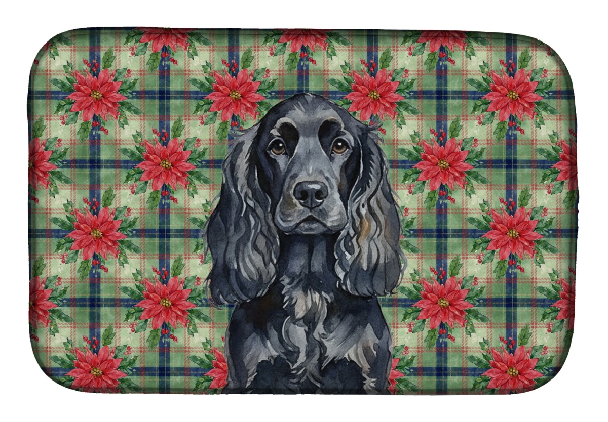 Picture of Carolines Treasures WDK8616DDM Unisex Adult Black English Cocker Spaniel Christmas Poinsettias Dish Drying Mat - 21 x 14 in.