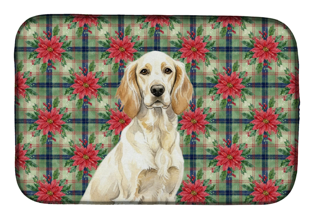 Picture of Carolines Treasures WDK8628DDM Unisex Adult Lemon Belton English Setter Christmas Poinsettias Dish Drying Mat - 21 x 14 in.