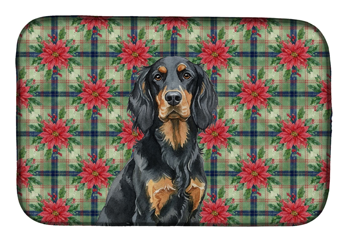 Picture of Carolines Treasures WDK8653DDM Unisex Adult Gordon Setter Christmas Poinsettias Dish Drying Mat - 21 x 14 in.