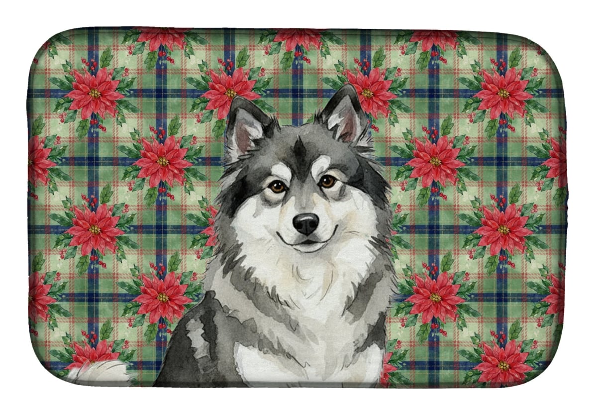 Picture of Carolines Treasures WDK8688DDM Unisex Adult Keeshond Christmas Poinsettias Dish Drying Mat - 21 x 14 in.