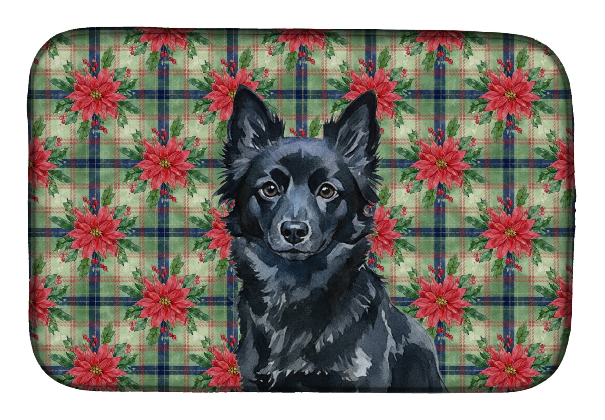 Picture of Carolines Treasures WDK8800DDM Unisex Adult Schipperke Christmas Poinsettias Dish Drying Mat - 21 x 14 in.