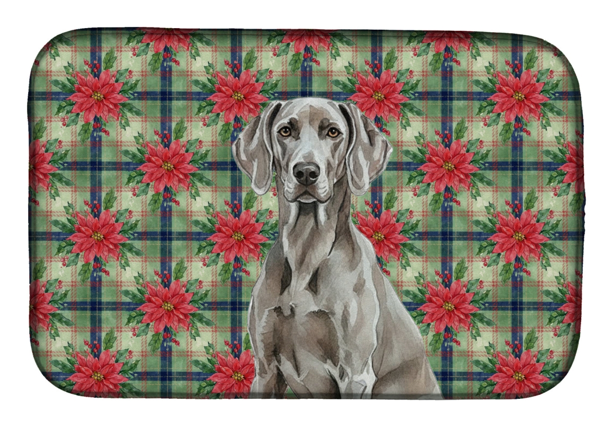 Picture of Carolines Treasures WDK8847DDM Unisex Adult Weimaraner Christmas Poinsettias Dish Drying Mat - 21 x 14 in.