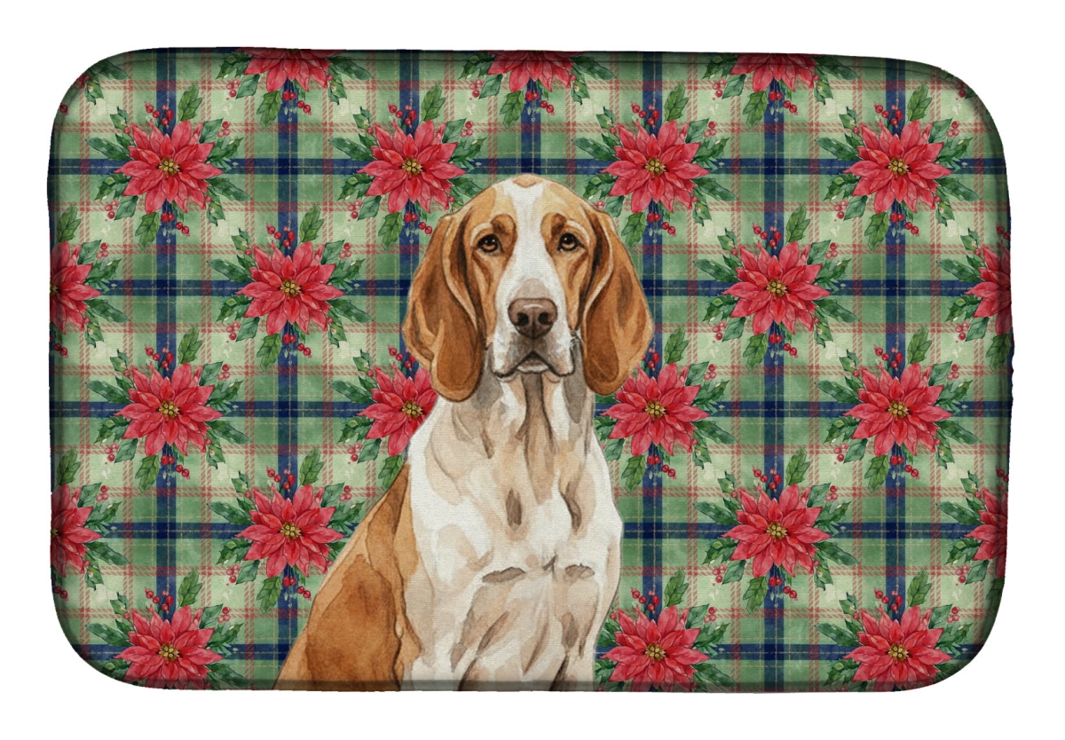 Picture of Carolines Treasures WDK8539DDM Unisex Adult Bracco Italiano Christmas Poinsettias Dish Drying Mat - 21 x 14 in.