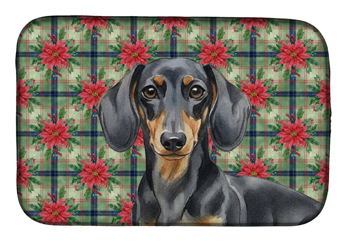 Picture of Carolines Treasures WDK8591DDM Unisex Adult Black & Tan Dachshund Christmas Poinsettias Dish Drying Mat - 21 x 14 in.