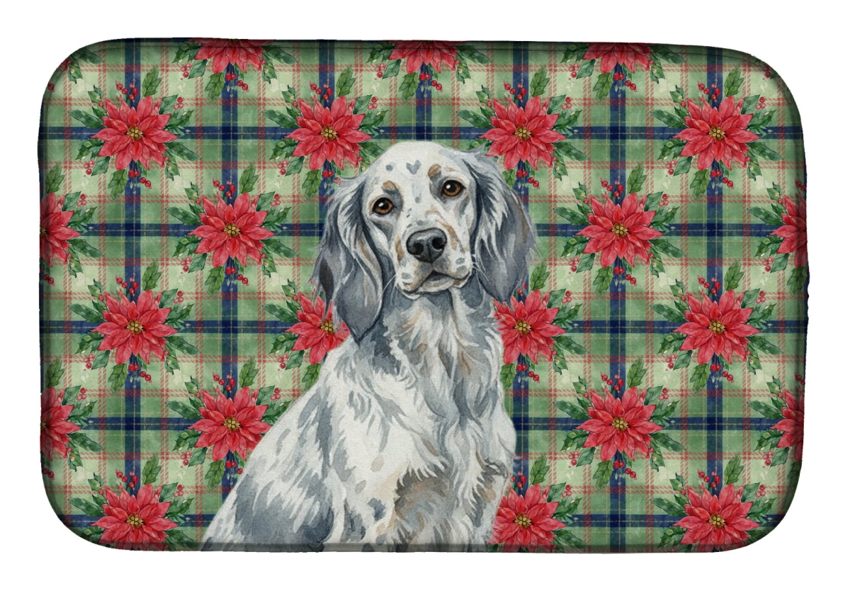 Picture of Carolines Treasures WDK8627DDM Unisex Adult Blue Belton English Setter Christmas Poinsettias Dish Drying Mat - 21 x 14 in.