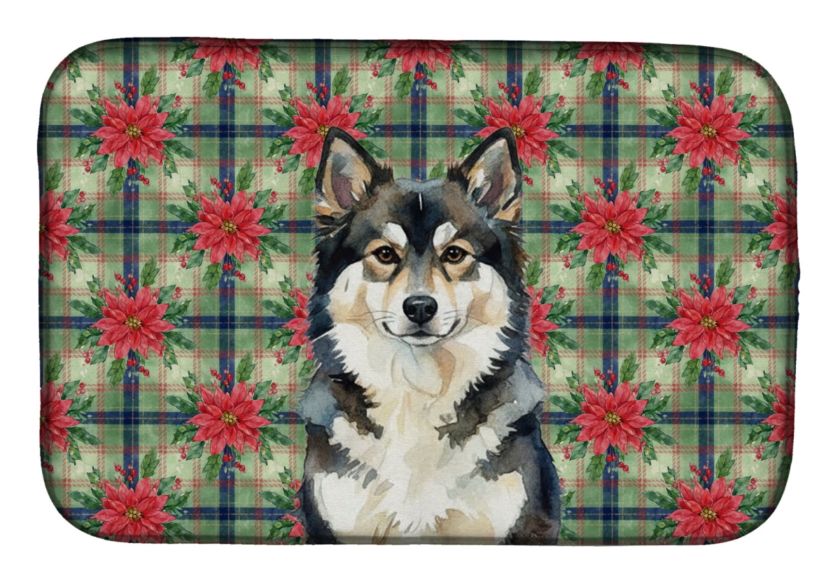 Picture of Carolines Treasures WDK8637DDM Unisex Adult Finnish Lapphund Christmas Poinsettias Dish Drying Mat - 21 x 14 in.