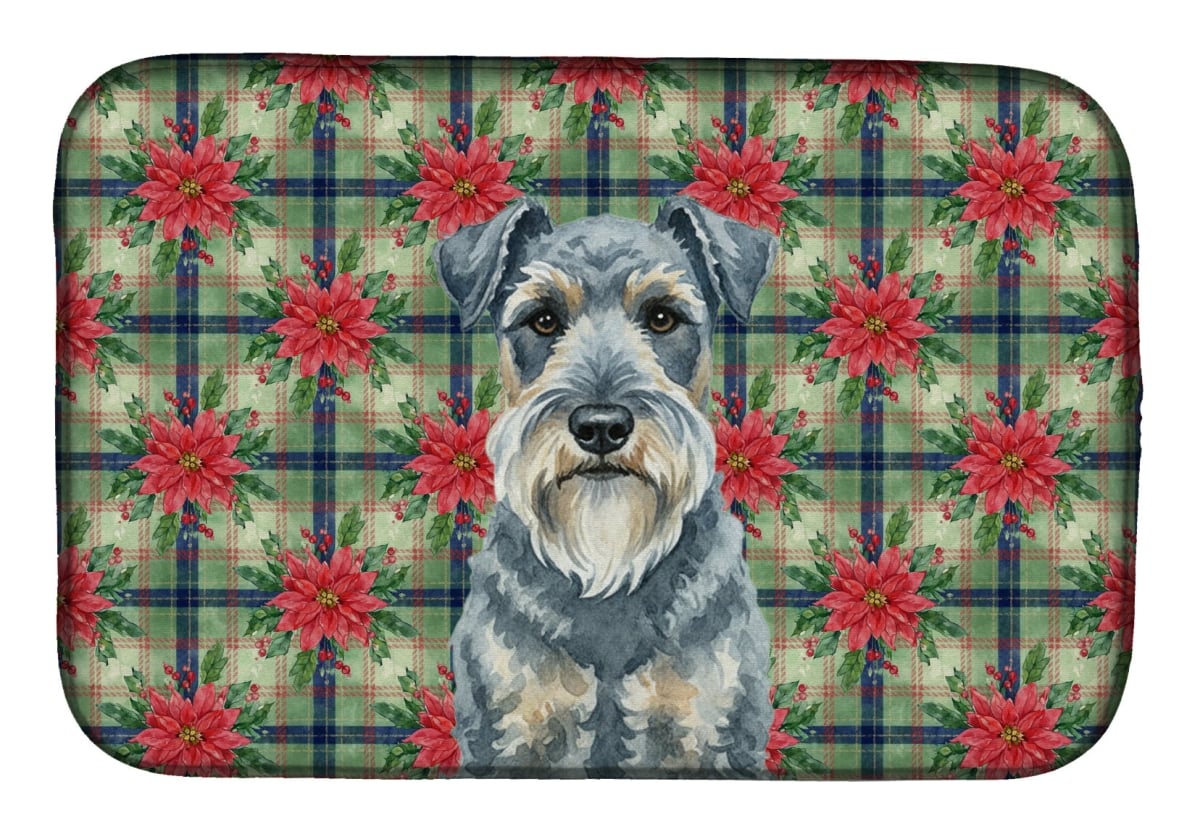 Picture of Carolines Treasures WDK8689DDM Unisex Adult Kerry Blue Terrier Christmas Poinsettias Dish Drying Mat - 21 x 14 in.