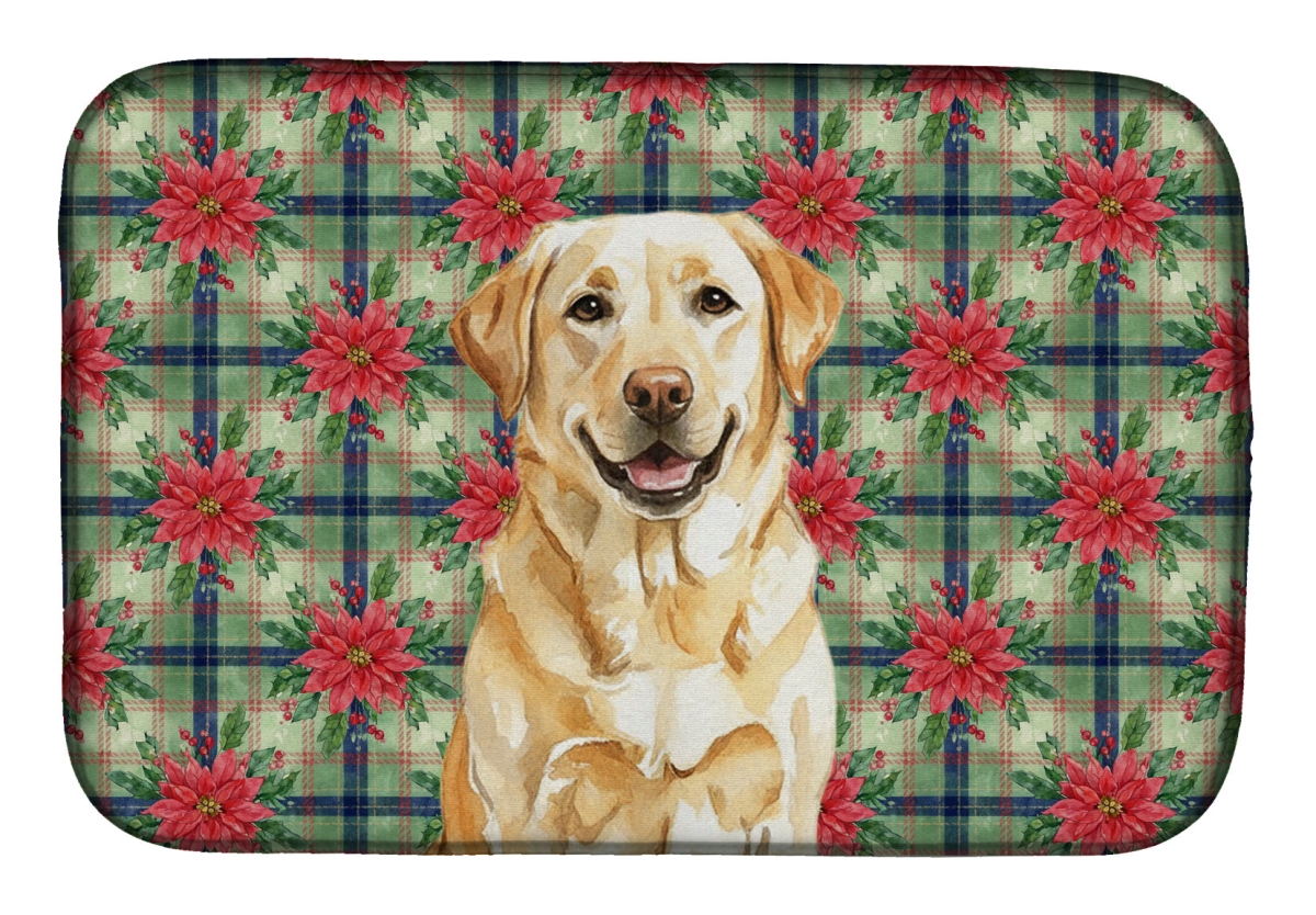 Picture of Carolines Treasures WDK8694DDM Unisex Adult Yellow Labrador Retriever Christmas Poinsettias Dish Drying Mat - 21 x 14 in.