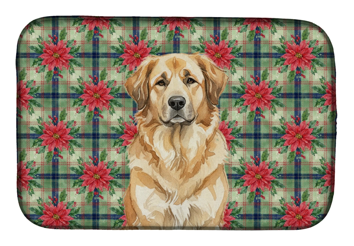 Picture of Carolines Treasures WDK8700DDM Unisex Adult Sandy Leonberger Christmas Poinsettias Dish Drying Mat - 21 x 14 in.