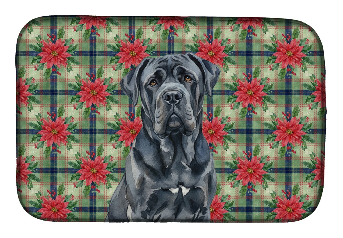 Picture of Carolines Treasures WDK8721DDM Unisex Adult Black Neapolitan Mastiff Christmas Poinsettias Dish Drying Mat - 21 x 14 in.