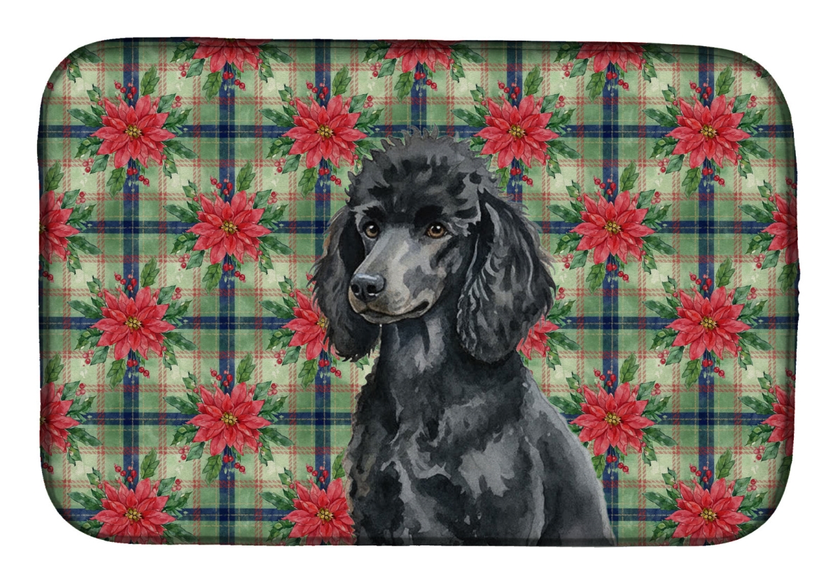 Picture of Carolines Treasures WDK8769DDM Unisex Adult Standard Black Poodle Christmas Poinsettias Dish Drying Mat - 21 x 14 in.