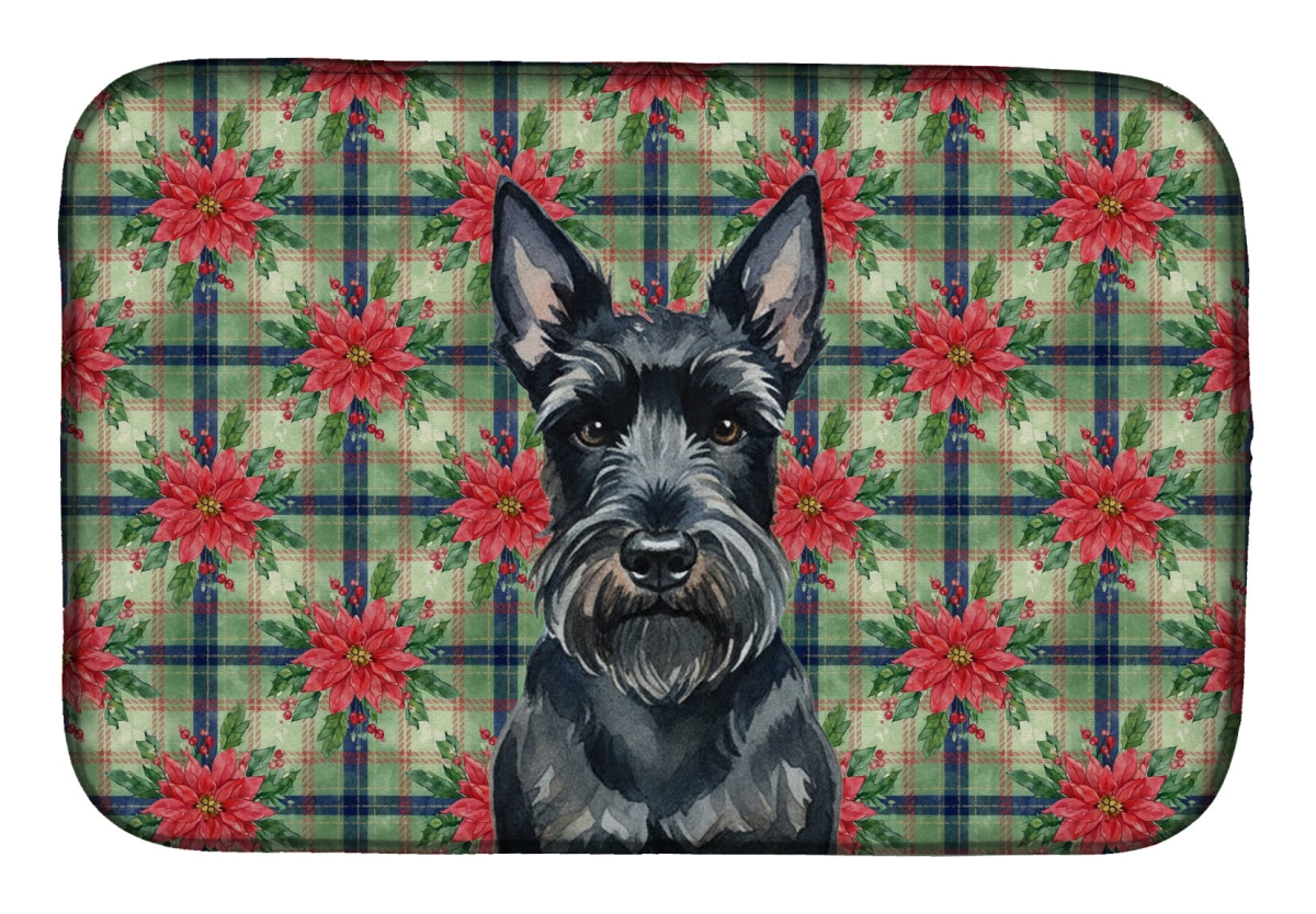 Picture of Carolines Treasures WDK8805DDM Unisex Adult Scottish Terrier Christmas Poinsettias Dish Drying Mat - 21 x 14 in.