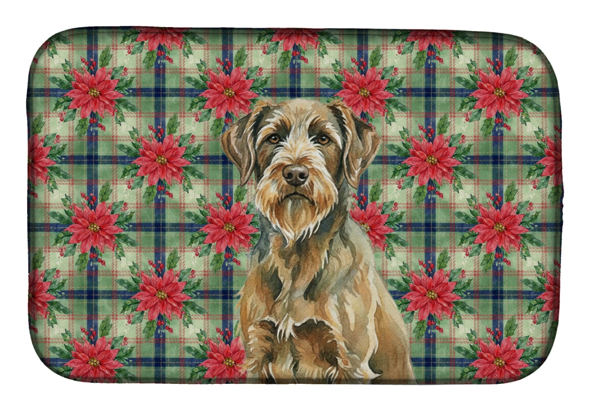Picture of Carolines Treasures WDK8859DDM Unisex Adult Chestnut Wirehaired Pointing Griffon Christmas Poinsettias Dish Drying Mat - 21 x 14 in.