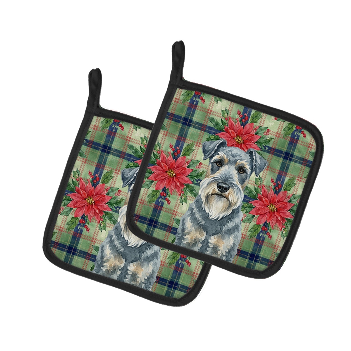 Picture of Carolines Treasures WDK8689PTHD Unisex Adult Kerry Blue Terrier Christmas Poinsettias Pot Holders - 7.5 x 7.5 in. - Set of 2
