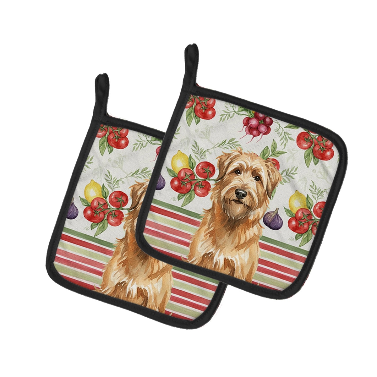 Picture of Carolines Treasures WDK8142PTHD Unisex Adult Tawny Briard Vegetables Pot Holders - 7.5 x 7.5 in. - Set of 2