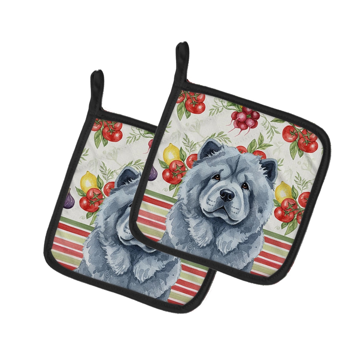 Picture of Carolines Treasures WDK8178PTHD Unisex Adult Blue Chow Chow Vegetables Pot Holders - 7.5 x 7.5 in. - Set of 2