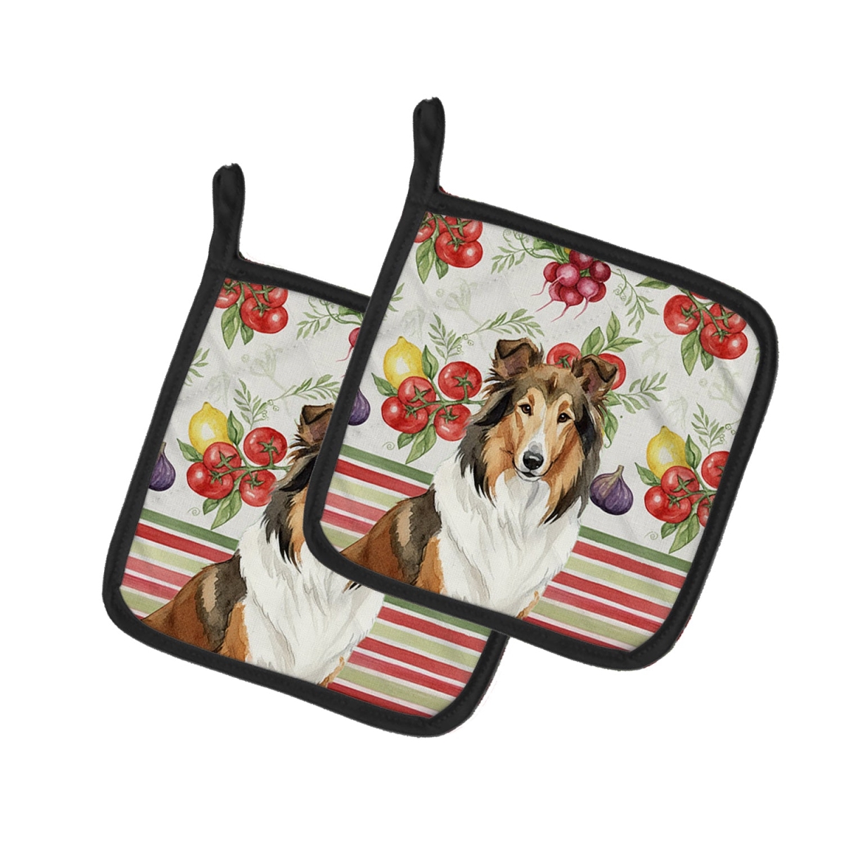 Picture of Carolines Treasures WDK8186PTHD Unisex Adult Sable Collie Vegetables Pot Holders - 7.5 x 7.5 in. - Set of 2