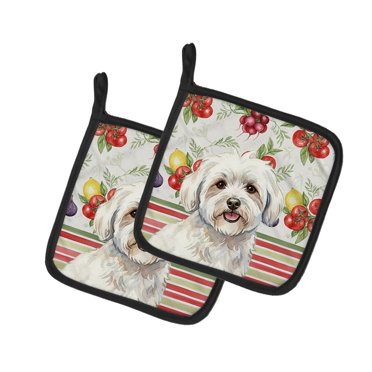 Picture of Carolines Treasures WDK8189PTHD Unisex Adult Coton De Tulear Vegetables Pot Holders - 7.5 x 7.5 in. - Set of 2