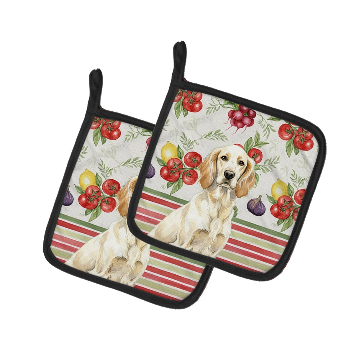 Picture of Carolines Treasures WDK8228PTHD Unisex Adult Lemon Belton English Setter Vegetables Pot Holders - 7.5 x 7.5 in. - Set of 2