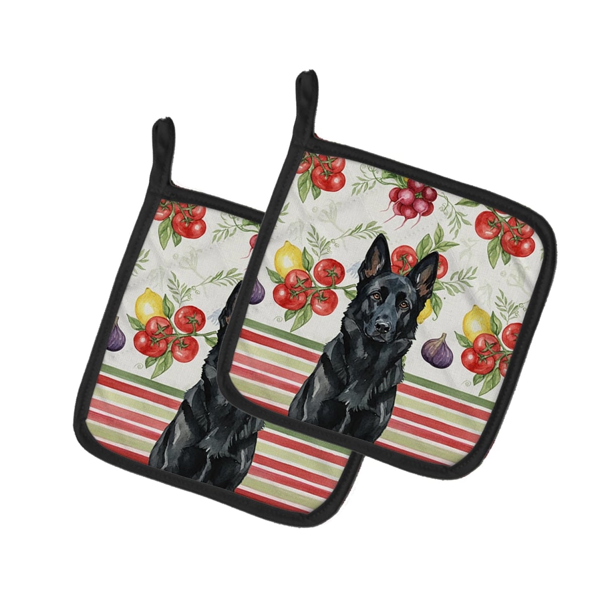 Picture of Carolines Treasures WDK8245PTHD Unisex Adult Black German Shepherd Vegetables Pot Holders - 7.5 x 7.5 in. - Set of 2