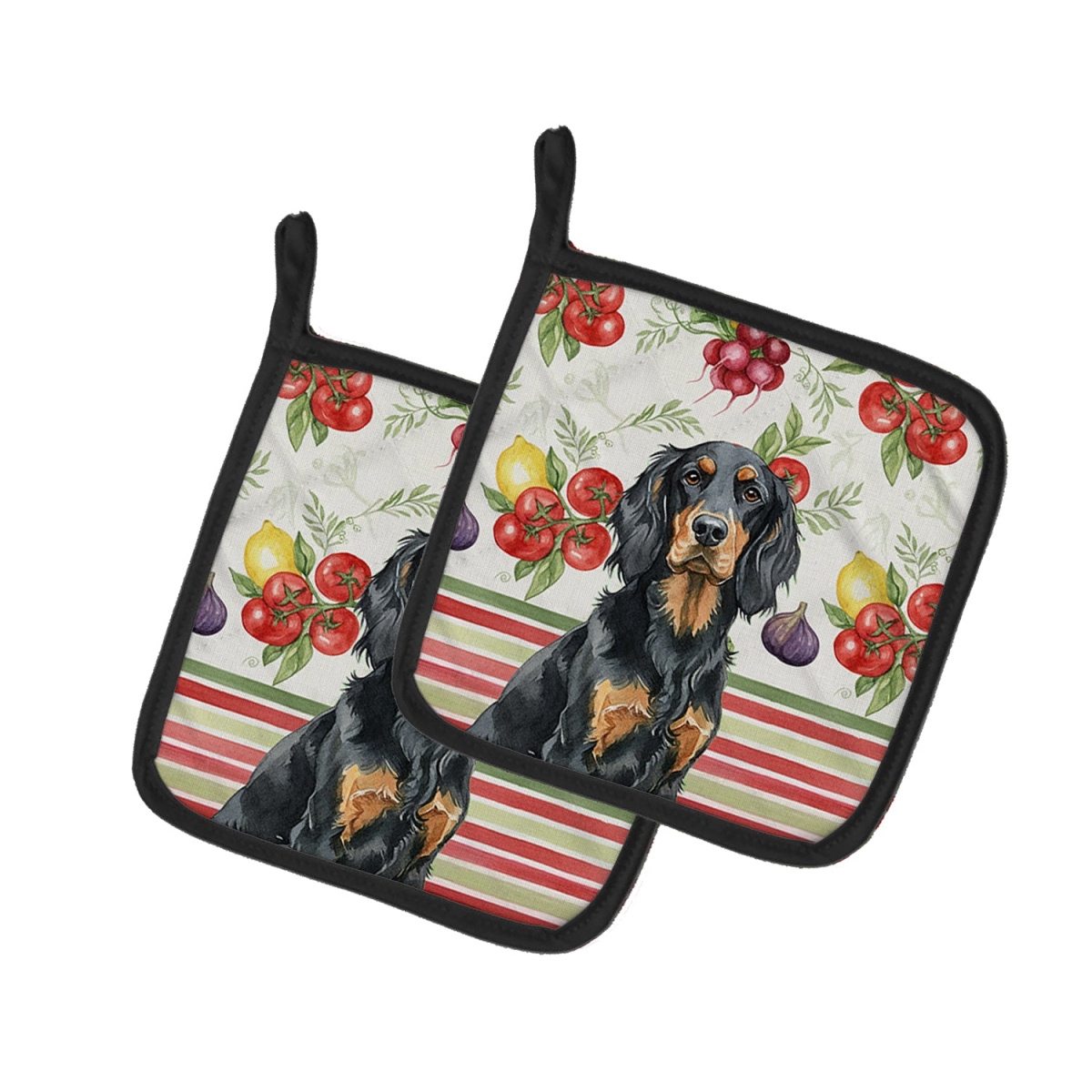 Picture of Carolines Treasures WDK8253PTHD Unisex Adult Gordon Setter Vegetables Pot Holders - 7.5 x 7.5 in. - Set of 2