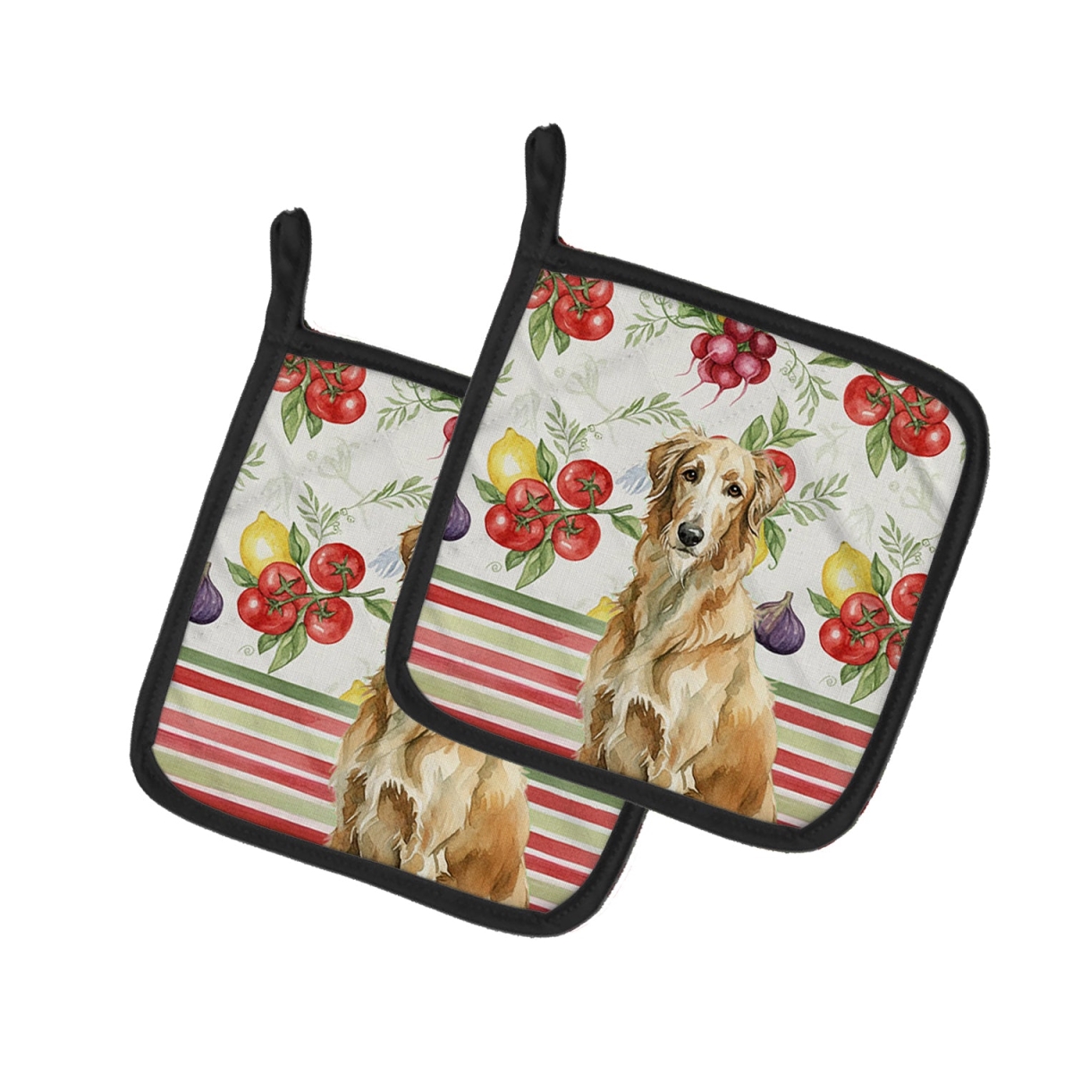 Picture of Carolines Treasures WDK8404PTHD Unisex Adult Wheaten Scottish Deerhound Vegetables Pot Holders - 7.5 x 7.5 in. - Set of 2