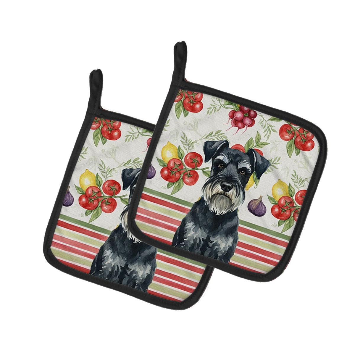 Picture of Carolines Treasures WDK8432PTHD Unisex Adult Standard Schnauzer Vegetables Pot Holders - 7.5 x 7.5 in. - Set of 2