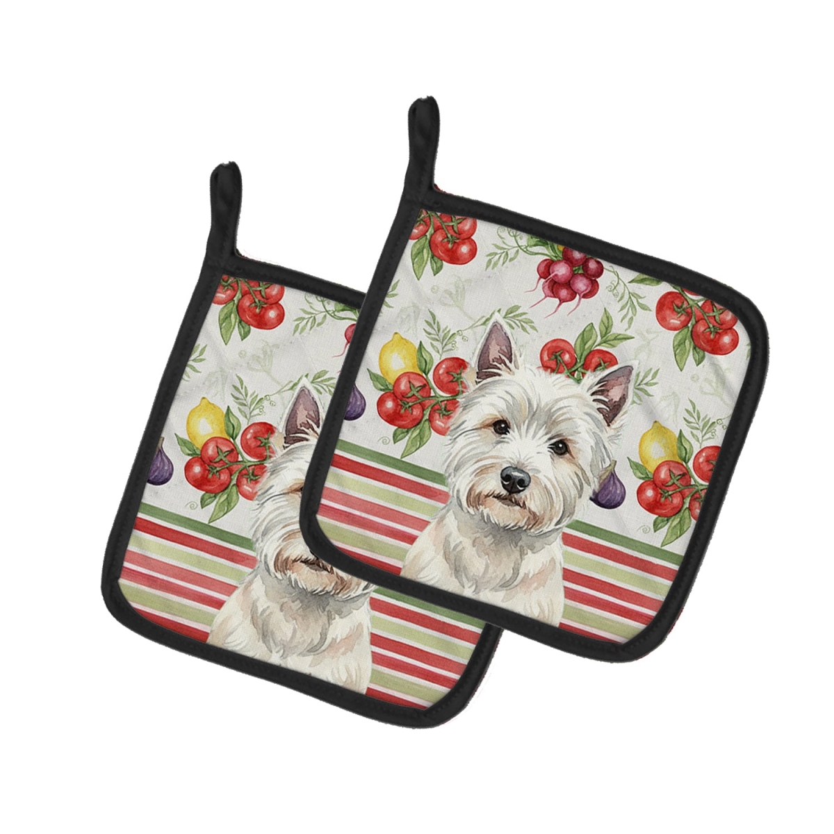 Picture of Carolines Treasures WDK8450PTHD Unisex Adult Westie Vegetables Pot Holders - 7.5 x 7.5 in. - Set of 2
