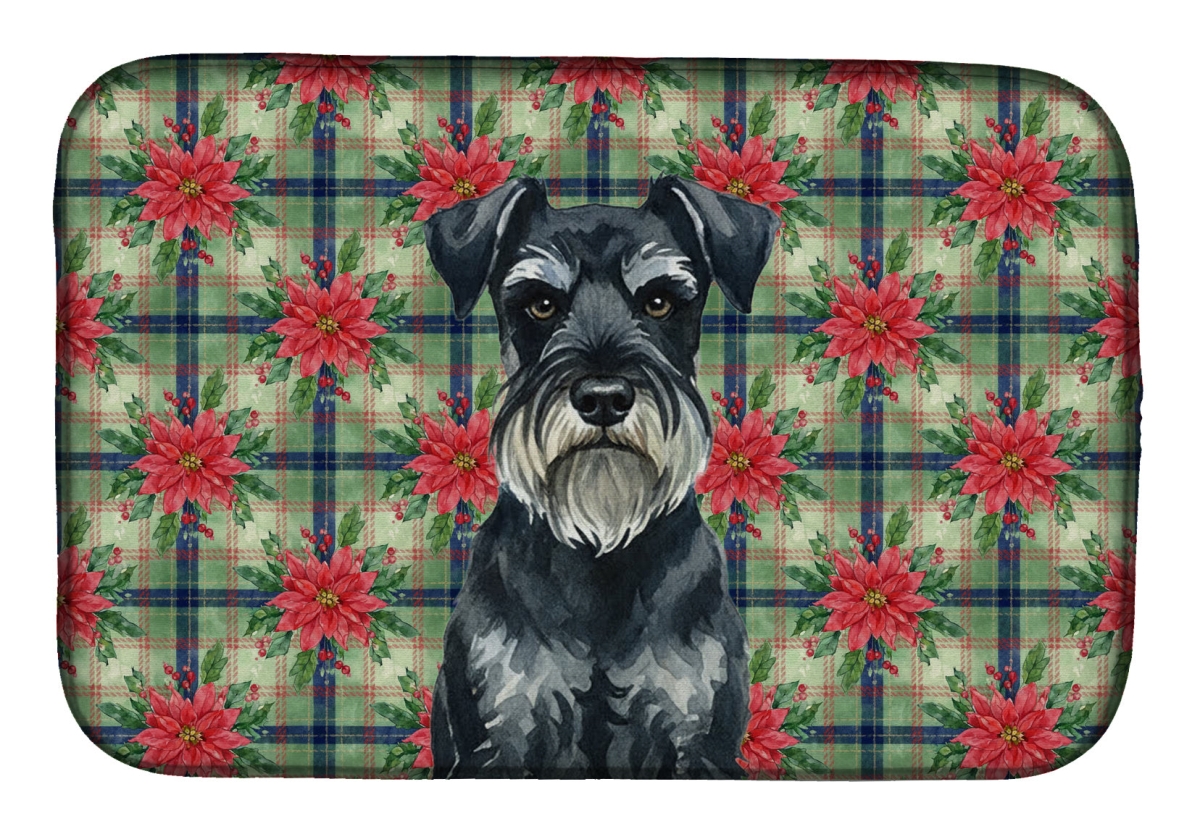 Picture of Carolines Treasures WDK8832DDM Unisex Adult Standard Schnauzer Christmas Poinsettias Dish Drying Mat - 21 x 14 in.