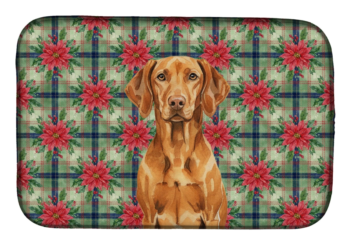 Picture of Carolines Treasures WDK8846DDM Unisex Adult Vizsla Christmas Poinsettias Dish Drying Mat - 21 x 14 in.