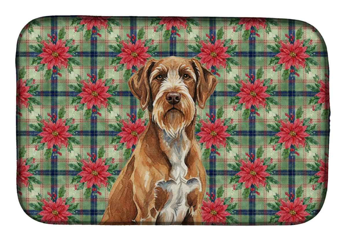Picture of Carolines Treasures WDK8858DDM Unisex Adult Wirehaired Pointing Griffon Christmas Poinsettias Dish Drying Mat - 21 x 14 in.