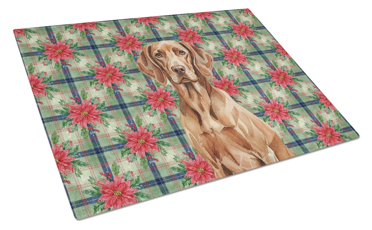 Picture of Carolines Treasures WDK8756LCB Unisex Adult Liver Pointer Christmas Poinsettias Glass Cutting Board - 15 x 12 in.