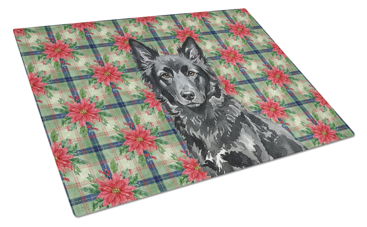 Picture of Carolines Treasures WDK8720LCB Unisex Adult Mudi Christmas Poinsettias Glass Cutting Board - 15 x 12 in.