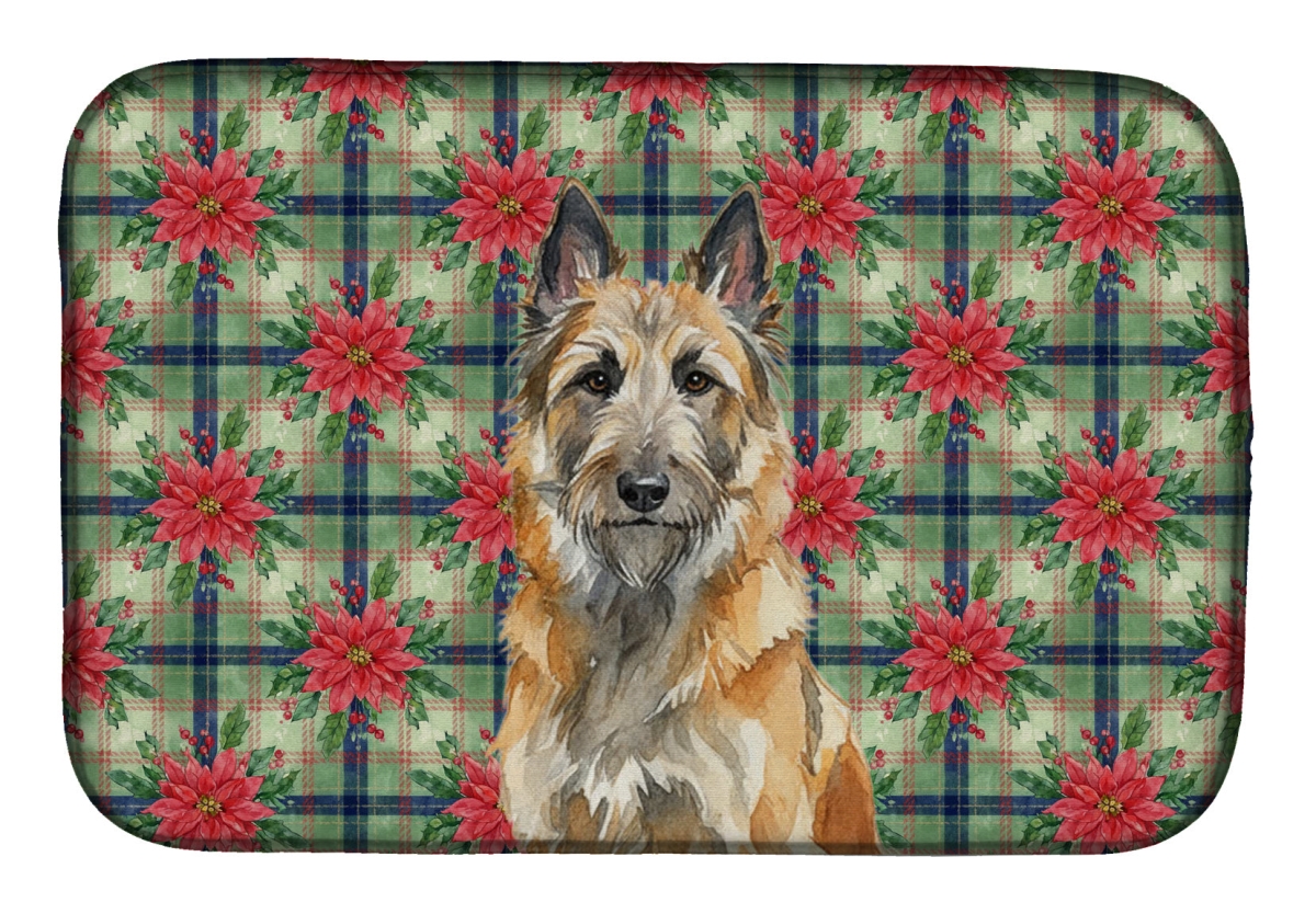 Picture of Carolines Treasures WDK8507DDM Unisex Adult Belgian Laekenois Christmas Poinsettias Dish Drying Mat - 21 x 14 in.